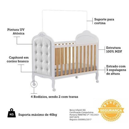Imagem de Berço Mini Cama 3 em 1 com Capitonê 100% Mdf Maya Espresso Móveis