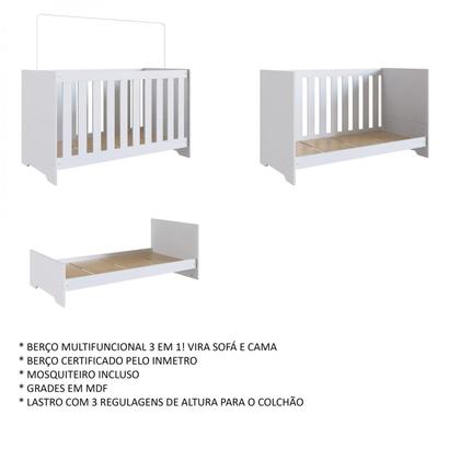Imagem de Berço Mini Cama Aconchego 3 em 1 - Branco