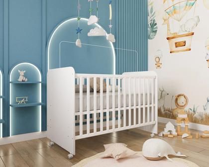 Imagem de Berço Mini Cama Americano com Rodízios Inocência Menino Menina Chiqueirinho Quarto de Bebê Nenê Criança Resistente Pequeno Clássico Elegante