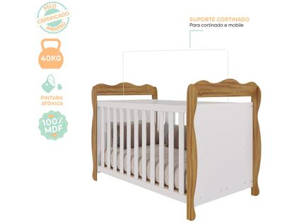 Imagem de Berço Mini Cama Branco e Amêndoa Moveis Peroba Ninho