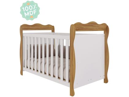 Imagem de Berço Mini Cama Branco e Amêndoa Moveis Peroba Ninho