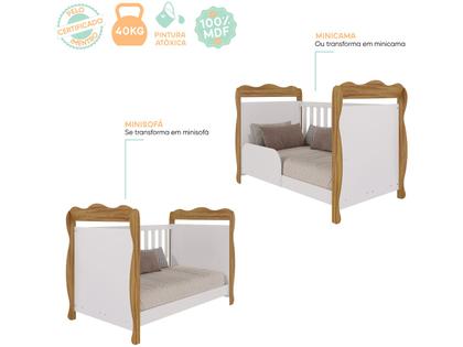Imagem de Berço Mini Cama Branco e Amêndoa Moveis Peroba Ninho