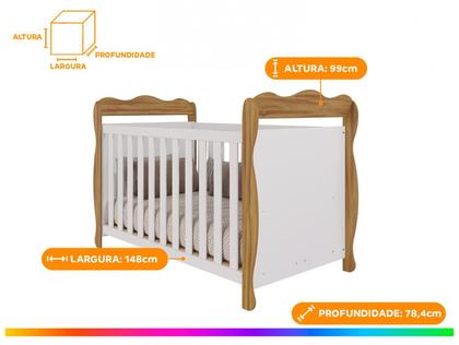 Imagem de Berço Mini Cama Branco e Amêndoa Moveis Peroba Ninho