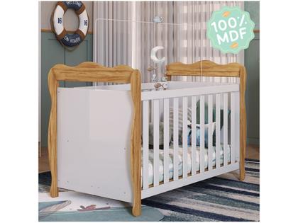 Imagem de Berço Mini Cama Branco e Amêndoa Moveis Peroba Ninho