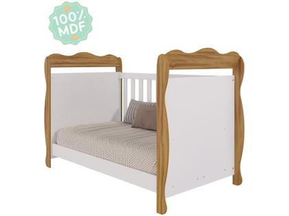 Imagem de Berço Mini Cama Branco e Amêndoa Moveis Peroba Ninho