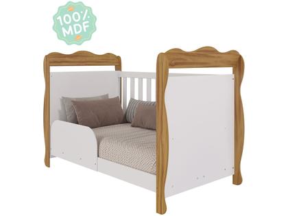 Imagem de Berço Mini Cama Branco e Amêndoa Moveis Peroba Ninho