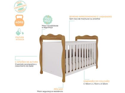 Imagem de Berço Mini Cama Branco e Amêndoa Moveis Peroba Ninho