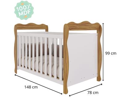 Imagem de Berço Mini Cama Branco e Amêndoa Moveis Peroba Ninho