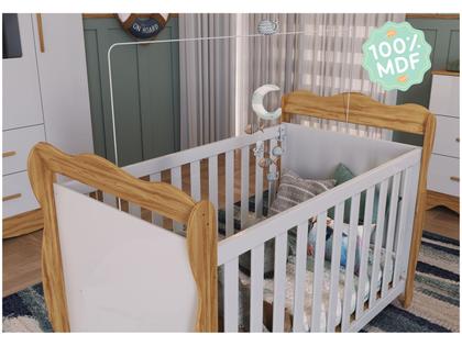 Imagem de Berço Mini Cama Branco e Amêndoa Moveis Peroba Ninho