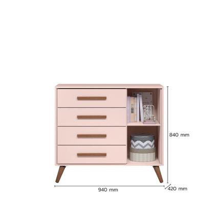 Imagem de Berço Mini Cama Cômoda Sapateira Retrô e Guarda Roupa Rosa