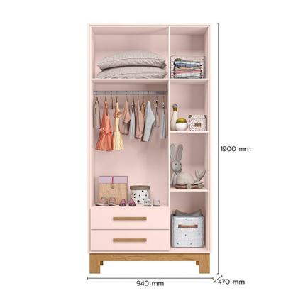 Imagem de Berço Mini Cama Cômoda Sapateira Retrô e Guarda Roupa Rosa