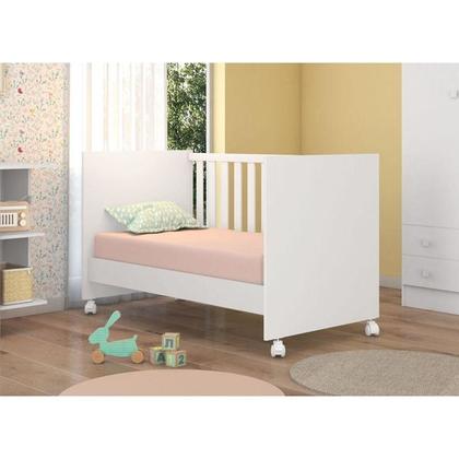 Imagem de Berço Mini Cama e Cômoda Infantil Doce Sonho Branca Brilho - Qmovi