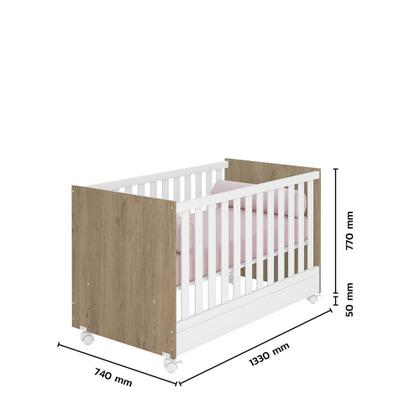 Imagem de Berço Mini Cama e Guarda Roupa Cômoda Carvalho/Branco