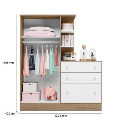 Imagem de Berço Mini Cama e Guarda Roupa Cômoda Carvalho/Branco