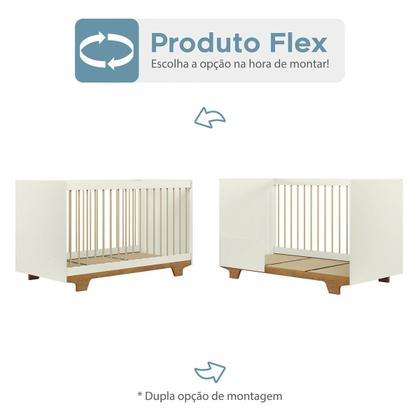 Imagem de Berço Mini Cama Flocos 100% Mdf com Colchão Branco/Ypê - Tigus