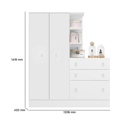 Imagem de Berço Mini Cama, Guarda Roupa C/ Cômoda e Cômoda Branco