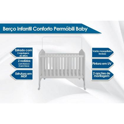 Imagem de Berço / Mini Cama Infantil Conforto 2 em 1 Nature/Branco - Permóbili Baby