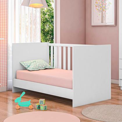 Imagem de Berço Mini Cama Infantil Encanto Feliz com Mosquiteiro e Rodízios -Branco Branco - ÉdeCasaMóveis