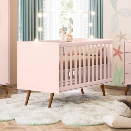 Imagem de Berço Mini Cama Infantil Q Encanto Sem Colchão Mdp-mdf Retrô Rosa