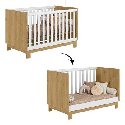 Imagem de Berço Mini Cama Qencanto Slim 4315 Qmovi Freijó Branco Acetinado + Colchão Gazin