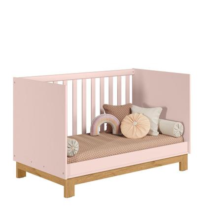 Imagem de Berço Mini Cama Qencanto Slim 4315 Qmovi Rosa Acetinado + Colchão Ortobom