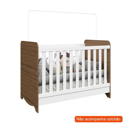Berço Minicama Americano com Cômoda Infantil Ben 1 PT 3 GV Branco e Carvalho - Peroba Imagem de Berço Minicama Americano com Cômoda Infantil Ben 1 PT 3 GV Branco e Carvalho