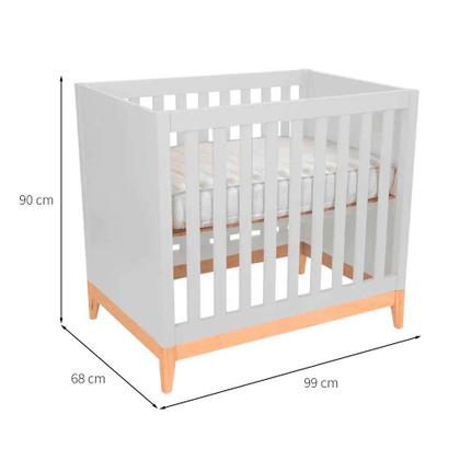 Berço Minicama Amor Perfeito II Branco e Pinus - Divicar Imagem de Berço Minicama Amor Perfeito II Branco e Pinus