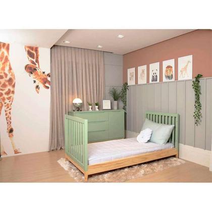 Berço Minicama Amor Perfeito II Verde e Pinus - Divicar Imagem de Berço Minicama Amor Perfeito II Verde e Pinus