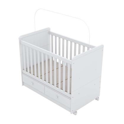 Berço Minicama Aquarela Flex Branco e Cristal - Henn Imagem de Berço Minicama Aquarela Flex Branco e Cristal