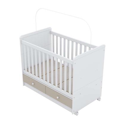 Berço Minicama Aquarela Flex Branco e Cristal - Henn Imagem de Berço Minicama Aquarela Flex Branco e Cristal