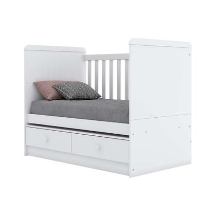 Berço Minicama Aquarela Flex Branco e Cristal - Henn Imagem de Berço Minicama Aquarela Flex Branco e Cristal