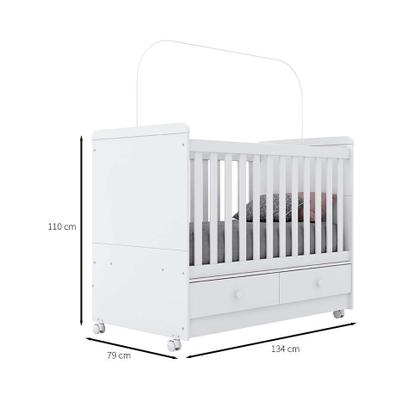 Berço Minicama Aquarela Flex Branco e Cristal - Henn Imagem de Berço Minicama Aquarela Flex Branco e Cristal