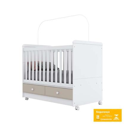 Berço Minicama Aquarela Flex Branco e Cristal - Henn Imagem de Berço Minicama Aquarela Flex Branco e Cristal