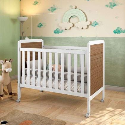 Berço Minicama Cloe com Colchão Juvenil D20 (12x148x68) Branco e Carvalho - Mobly Imagem de Berço Minicama Cloe com Colchão Juvenil D20 (12x148x68) Branco e Carvalho