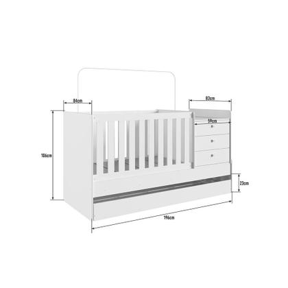 Imagem de Berço Minicama com Cômoda e Cama Auxiliar Ruth Branco