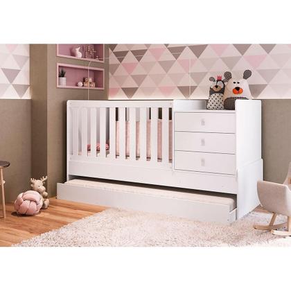 Imagem de Berço Minicama com Cômoda e Cama Auxiliar Ruth Branco