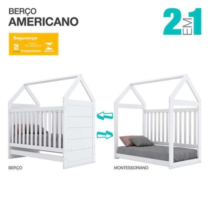 Berço Minicama Montessoriano Americano Branco - Henn Imagem de Berço Minicama Montessoriano Americano Branco
