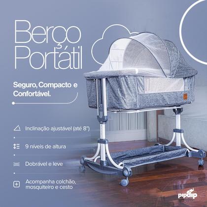 Imagem de Berço Moises Portatil Com Função Balanço e Mosquiteiro Infantil Pipdip