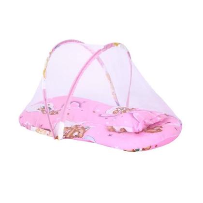 Imagem de Berco Mosquiteiro Barraca Mini Cama Colchonete Bebe Tenda Portatil Colchao Dobravel Ninho Infantil Rosa Meninas