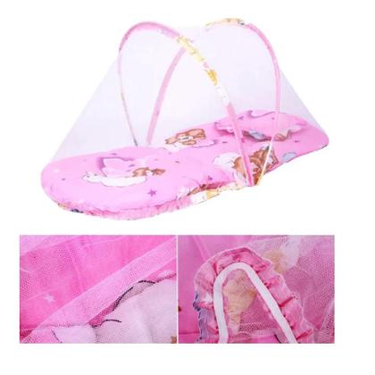 Imagem de Berco Mosquiteiro Barraca Mini Cama Colchonete Bebe Tenda Portatil Colchao Dobravel Ninho Infantil Rosa Meninas