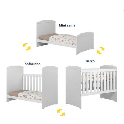 Imagem de Berço Multifuncional 3x1- Berço/Cama/Sofa + Mosquiteiro 100% Mdf- Carinho - Tigus Baby