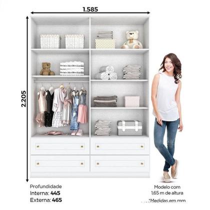 Imagem de Berço Multifuncional Cleo E Guarda Roupa Infantil 4 Portas Americano Ambiente Branco Fosco - Carolina