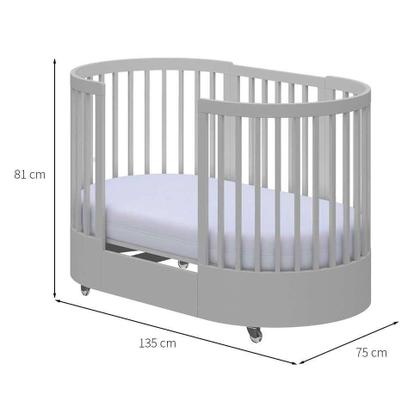 Imagem de Berço Multifuncional com Colchão Wave Cinza e Branco