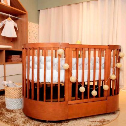 Imagem de Berço Multifuncional com Colchão Wave Mel e Branco