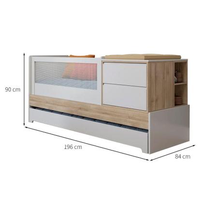 Imagem de Berço Multifuncional Sol e Mar Branco e Carvalho Treviso