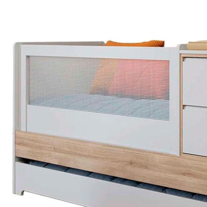 Imagem de Berço Multifuncional Sol e Mar com Colchão Guldi Baby D20 (10x70x130) Branco e Carvalho Treviso