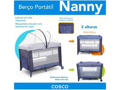 Imagem de Berço Nanny Cosco Azul Rajado
