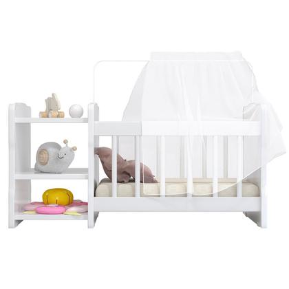 Imagem de Berço Para Boneca Cristal Ursinho C02 Brinquedo Infantil Branco - Lyam Decor