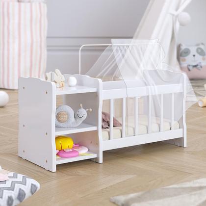 Imagem de Berço Para Boneca Cristal Ursinho C02 Brinquedo Infantil Branco - Lyam Decor