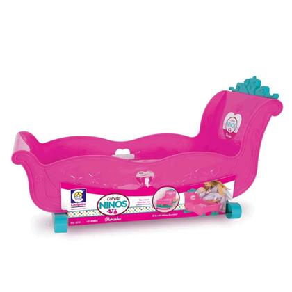 Imagem de Berço Para Boneca Ninos Rosa Sem Mecanismo Cotiplas